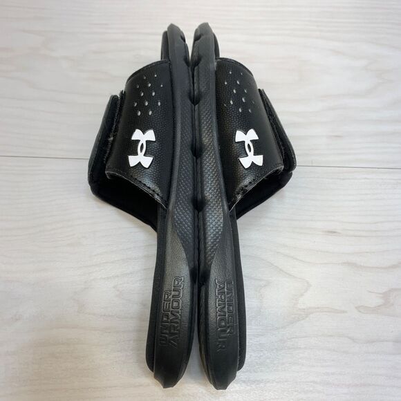 UNDER ARMOUR womens slip on sandals Ignite slides Size 7 Black White - Picture 2 of 9